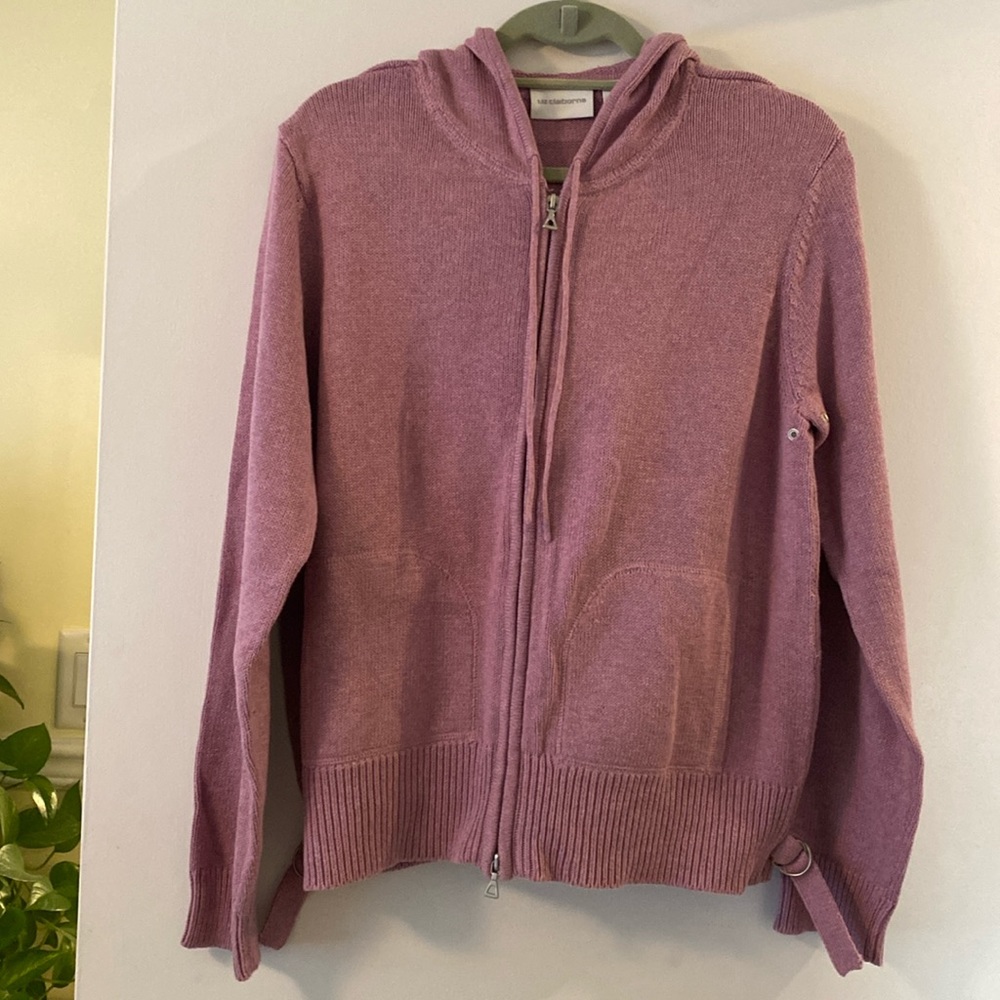 Liz Claiborne lavender zip front hooded sweater
